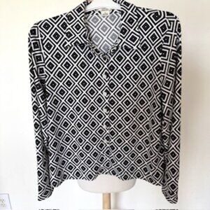 Women's Michael Kors Blouse Top, Black/White, XL